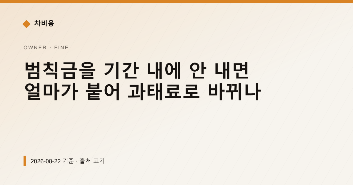 범칙금을 기간 내에 안 내면 얼마가 붙어 과태료로 바뀌나 — 과태료·범칙금 pricing comparison