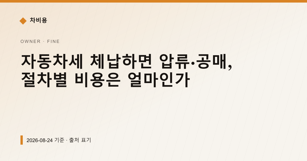 자동차세 체납하면 압류·공매, 절차별 비용은 얼마인가 — 과태료·범칙금 pricing comparison