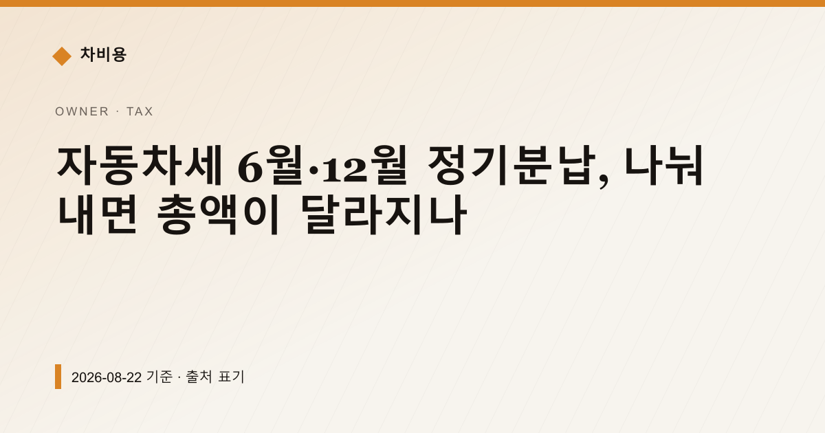 자동차세 6월·12월 정기분납, 나눠 내면 총액이 달라지나 — 자동차세·연납 pricing comparison