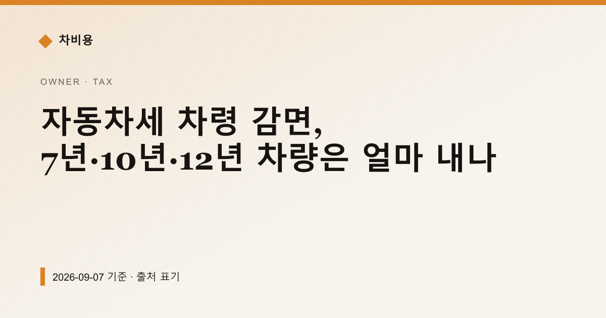 자동차세 차령 감면, 7년·10년·12년 차량은 얼마 내나 — 자동차세·연납 pricing comparison