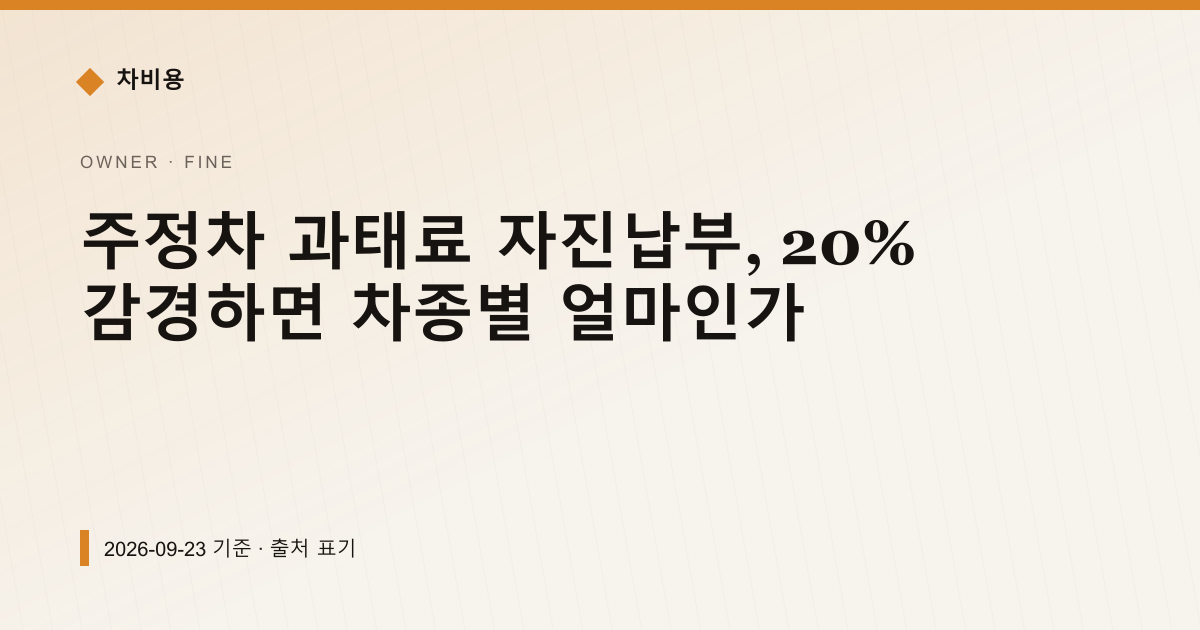 주정차 과태료 자진납부, 20% 감경하면 차종별 얼마인가 — 과태료·범칙금 pricing comparison